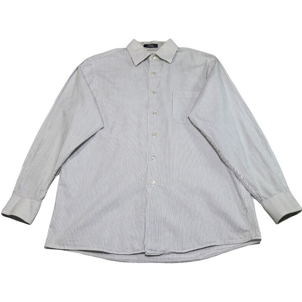 Calvin Klein Men's Shirt Size Medium White Pinstripe Button Up Long Sleeve M